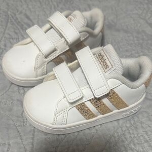 Adidas Baby White and Gold Sneakers
